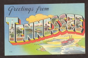 GREETINGS FROM TENNESSEE LARGE LETTER LINEN POSTCARD