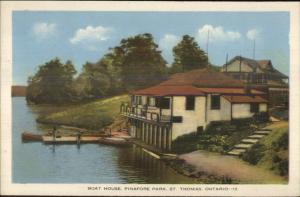 St. Thomas Ontario Pinafore Park Boat House Postcard c1940