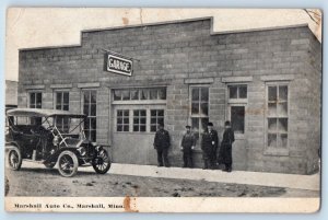 Marshall Minnesota MN Postcard Marshall Auto Co. Exterior Building 1911 Vintage