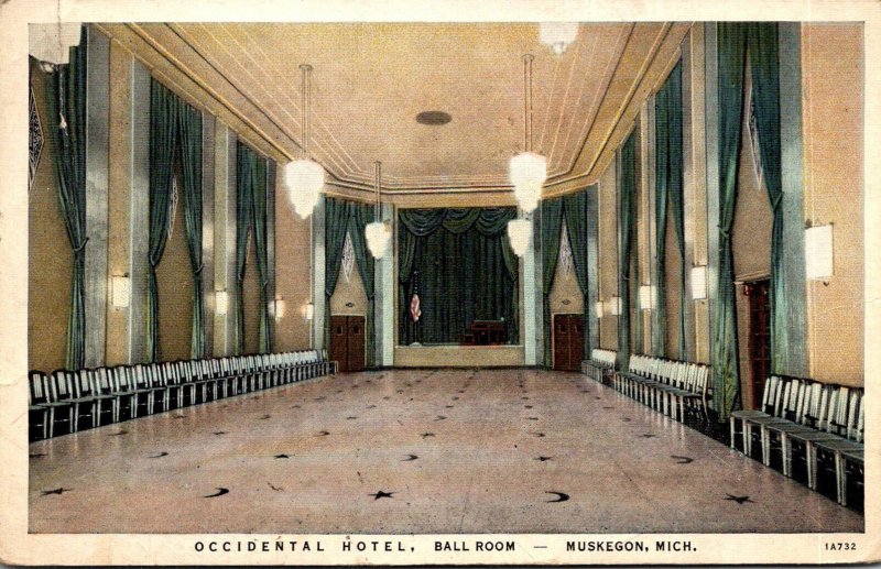 Michigan Muskegon Occidental Hotel Ball Room Curteich