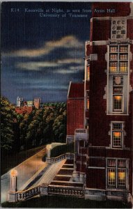 Knoxville At Night, From Ayres Hall University of TN Vintage Postcard O55