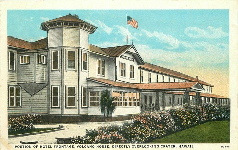 Crater Hotel Frontage Volcano House 1920s Postcard Hawaii Moses Teich 20-9131