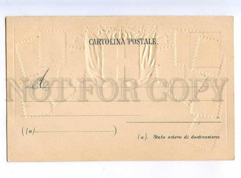 213926 ITALY coat of arms FLAG stamps Old embossed postcard