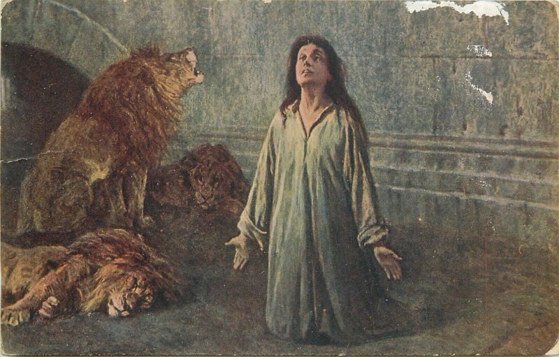 Irminger - Le martyre 1829 art postcard the Martyr lions scene 1929 postcard