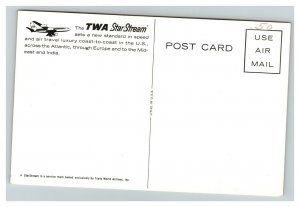 Vintage 1960's Advertising Postcard Trans World Airlines TWA Star Stream