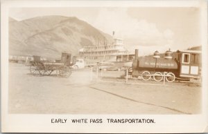 Early White Pass Transportation YT Steamship The Duchess Locomotive Postcard H8