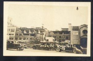 RPPC SEASIDE OREGON SEASIE HOSPITAL 1920's CARS VINTAGE REAL PHOTO POSTCARD