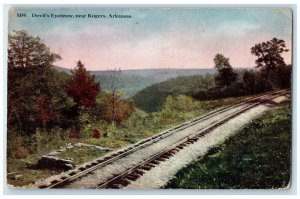 1920 Devil's Eyebrow Railroad Rail Exterior Roger Arkansas Fred Harvey Postcard