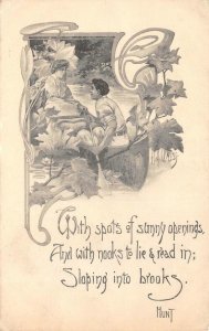 Weiss Artist-Signed Flowers Poem Art Nouveau Romance 1912 Antique Postcard