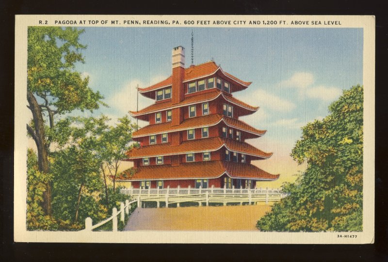 Reading, Pennsylvania/PA Postcard, Pagoda At Top Of Mount Penn