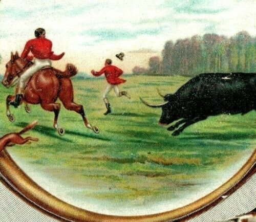 1880s-90s Mayo's Tobacco Bull Fox Hunting Bugle Dogs #5G 