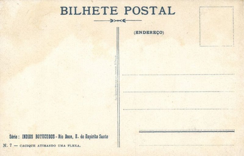 brazil, Indios Botucudos Aimoré Indians, Cacique Atirando uma Flexa (1910s)