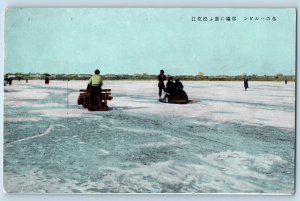Heilongjiang China Postcard Harbin Winter Scene Transport Vehicle c1910