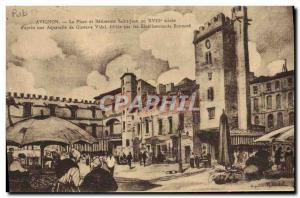 Old Postcard Avignon Square and buildings Saint Jean Etablissements Bonnard D...
