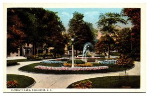 Antique Plymouth Park, Flowers, Fountain, Rochester, NY Postcard