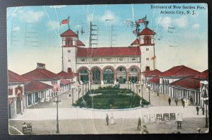 Vintage Postcard 1919 Entrance to New Garden Pier Boardwalk Atlantic City NJ