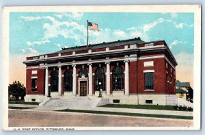 Pittsburgh Kansas Postcard US Post Office Exterior Building 1924 Vintage Antique