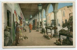 Portals of a Mexican Street Market Mexico 1910c Phostint postcard