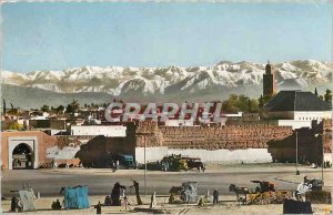 Postcard Modern Marrakesh Koutoubia and Atlas saw the Place of Bad Doukkala