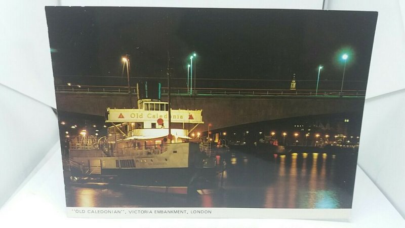 Vintage Postcard Old Caledonian Paddle Steamer Boat Restaurant London Victoria