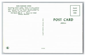 Dude Rancher Lodge Billings Montana Postcard Downtown Motor Lodge