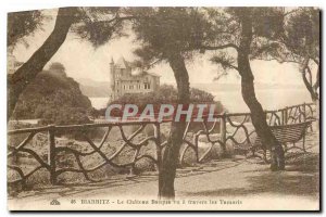 Old postcard Biarritz The Basque Chateau seen through the Tamaris