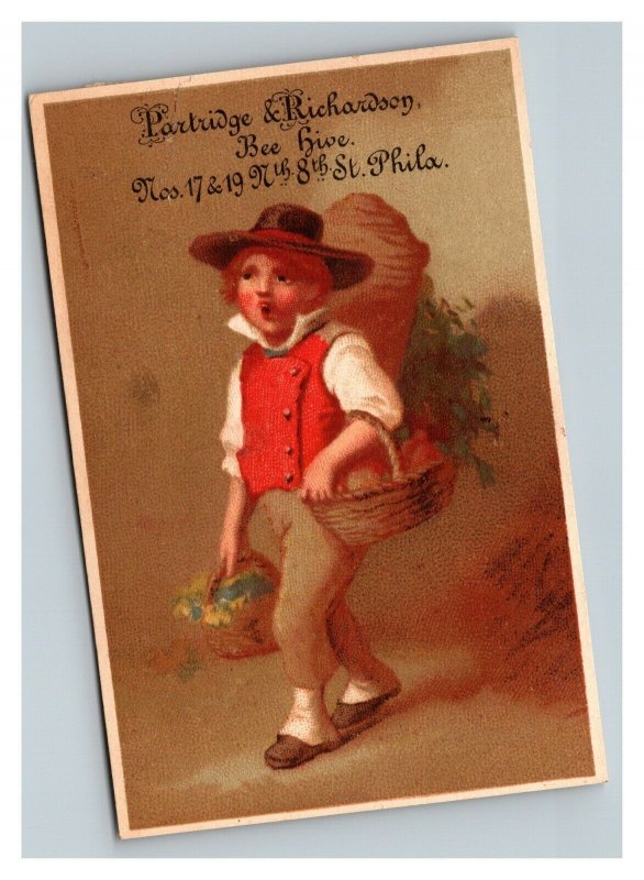 Vintage 1890's Victorian Trade Card Partridge & Richardson Bee Hive Philadelphia