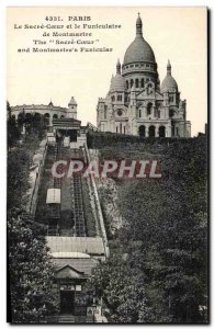 Old Postcard Paris The Sacre Coeur and the Montmartre Funicular From