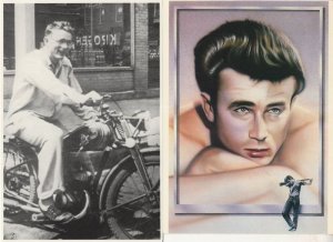 James Dean On Motorbike & Young Painting 2x Postcard s