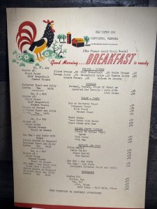 Vtg 50s CLEWISTON INN Restaurant Breakfast Menu FL LAKE OKEECHOBEE EVERGLADES