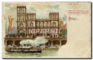 Old Postcard transparent map Paris Exposition Universelle 1900 Le Pavillon Ro...