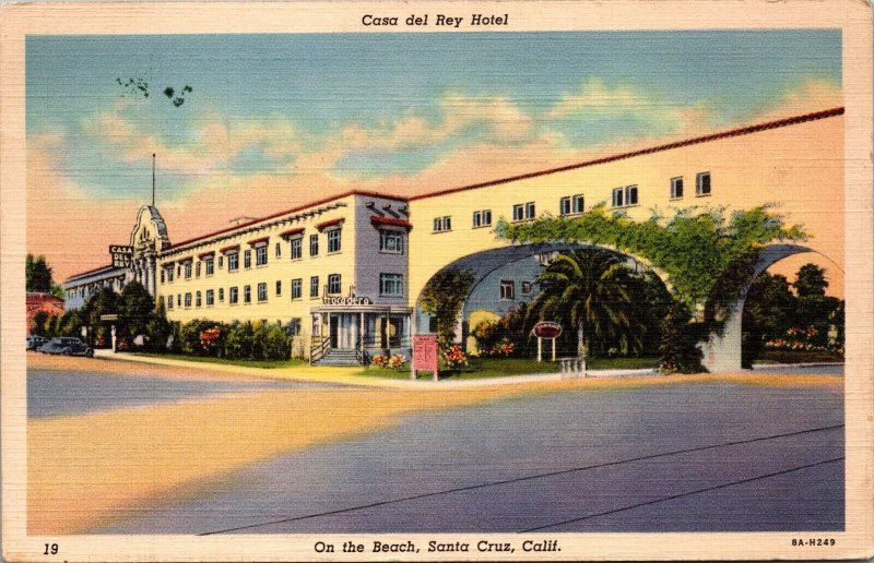 Casa del Rey Hotel On the Beach Santa Cruz CA Postcard PC127