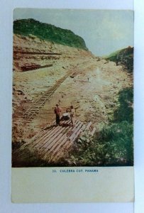 C. 1909 Panama Culebra Cut Workers Railroad Tracks Vintage Postcard 