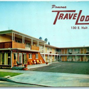 c1950s Pomona, CA Travel Lodge Hotel Frashers Chrome Postcard MyhreCali. A41