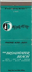 Matchbook Cover The Broadwater Beach Hotel Golf Club Biloxi, Mississippi MB178