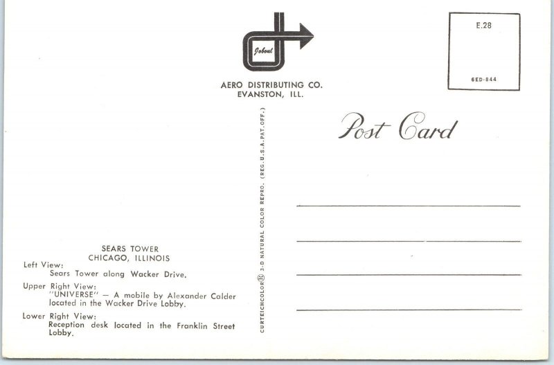 c1970s Chicago IL Sears Tower Interior Wacker Drive Franklin St Lobby Art PC M12