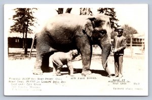 J95/ Salt Lake City Utah RPPC Postcard c1920s Elephants Baby Liberty Zoo 67