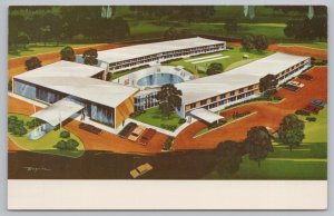 Roadside~Moline IL~Holiday Inn~Restaurant~Hwys 150-6-92~Pool~Drawing~Vintage PC