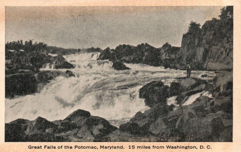 Vintage Postcard 1934 Great Falls of the Potomac Maryland From Washington D. C.