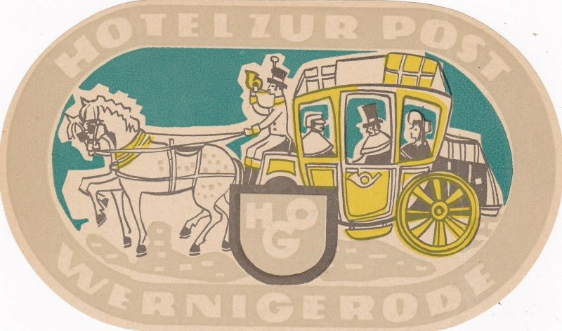 Germany Wernigerode Hotel Zur Post Vintage Luggage Label sk2839