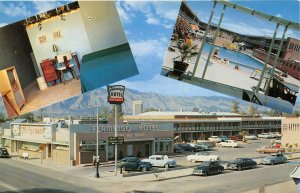 Tucson Arizona 1950s Postcard Flamingo Hotel Multiview Room Pool