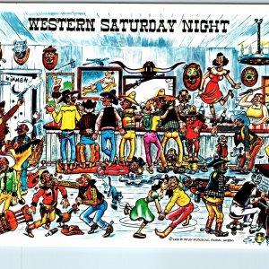 c1970s Comic Tavern Western Saturday Night Petley Laff Card 1956 Art 4x6 PC M14