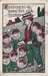 Humour Man Picking Flowers With Children's Faces 1907