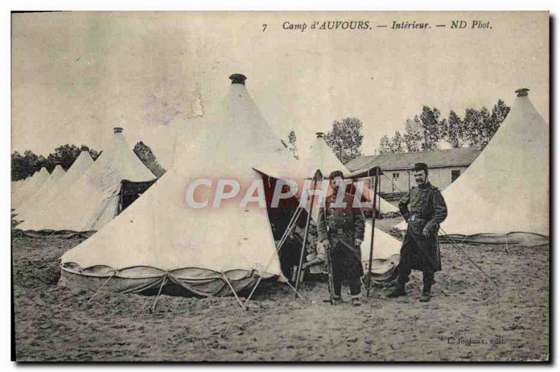 Old Postcard Army Camp & # 39Auvours Interior