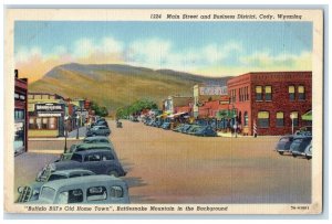 c1940 Main Street Business District Buffalo Bill's Town Cody Wyoming WY Postcard