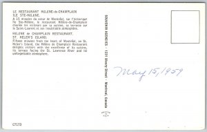 St. Helen's Island Canada 1959 Postcard Helene De Champlain Restauant