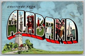 Large Letter Greetings From  Alabama 1941 Postcard