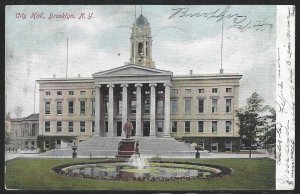 City Hall, Brooklyn, New York, Very Early Postcard, Used in 1906