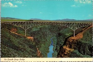 VINTAGE CONTINENTAL SIZE POSTCARD RIO GRANDE HIGH BRIDGE NEAR TAOS NEW MEXICO