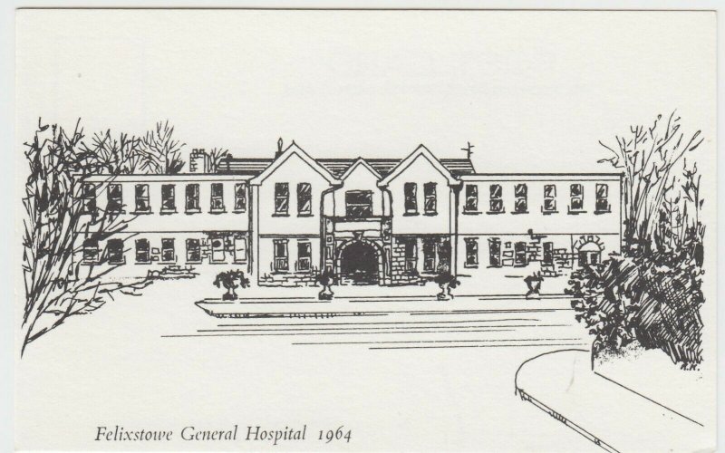 Suffolk; Felixstowe General Hospital, 1964, Artist Drawn PPC, Unused 